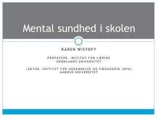 mental sundhed i skolen