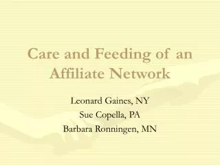 Care and Feeding of an Affiliate Network