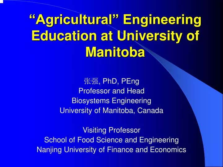 agricultural engineering education at university of manitoba