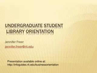 undergraduate student Library Orientation