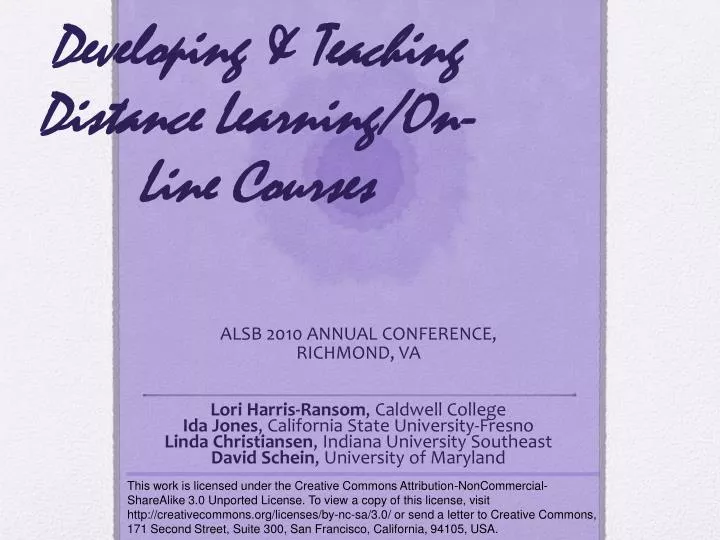 developing teaching distance learning on line courses