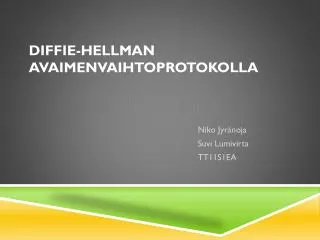 diffie hellman avaimenvaihtoprotokolla