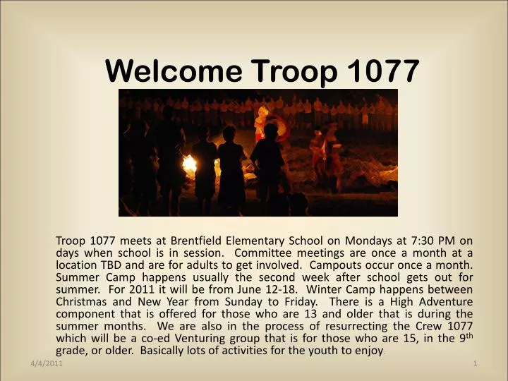 welcome troop 1077