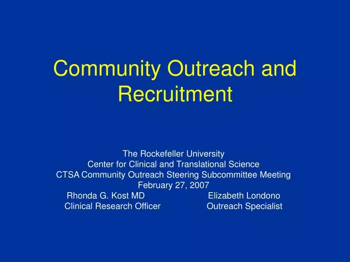 community outreach and recruitment