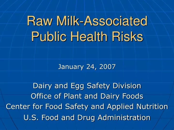raw milk associated public health risks