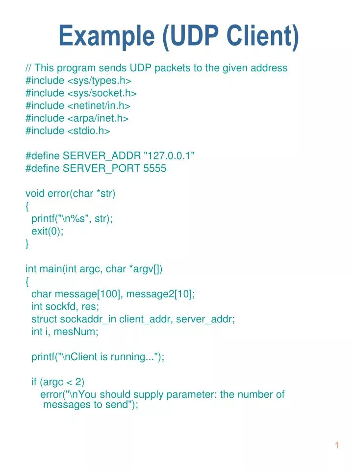 example udp client