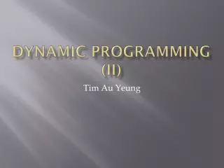 Dynamic Programming (II)