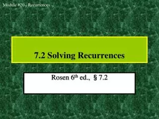7.2 Solving Recurrences