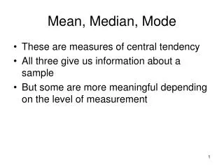 Mean, Median, Mode