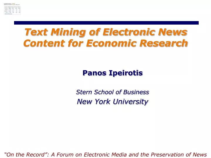 text mining of electronic news content for economic research