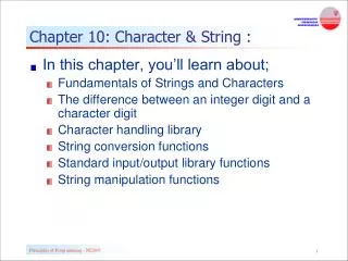 Chapter 10: Character &amp; String :