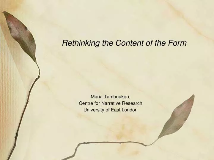 rethinking the content of the form