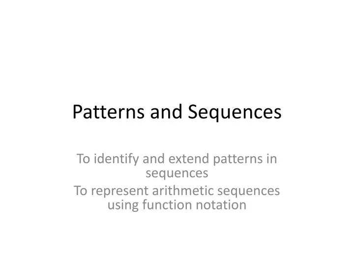 patterns and sequences