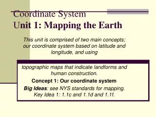 Coordinate System U nit 1: Mapping the Earth