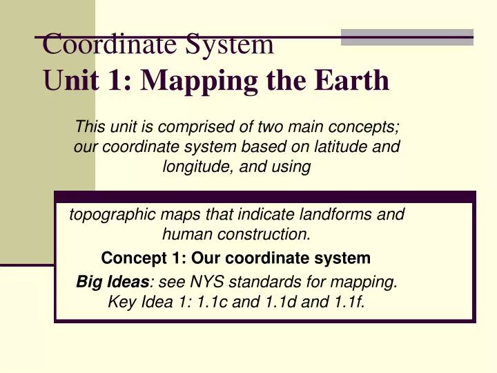 coordinate system u nit 1 mapping the earth