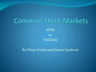 Common Stock Markets