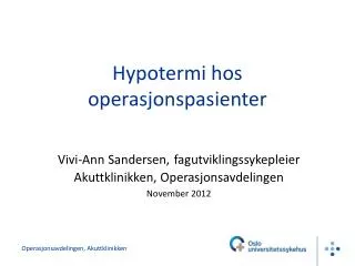 hypotermi hos operasjonspasienter