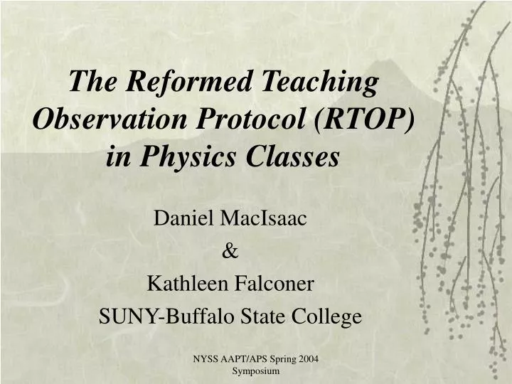 the reformed teaching observation protocol rtop in physics classes