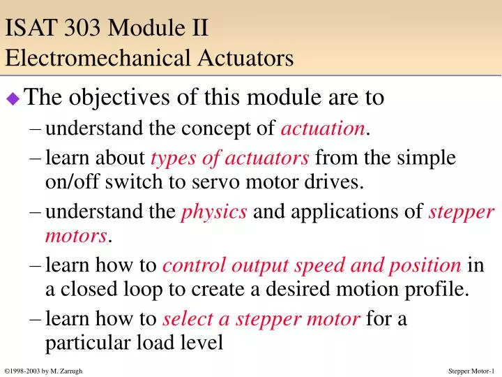 isat 303 module ii electromechanical actuators