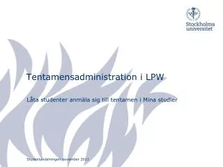 tentamensadministration i lpw
