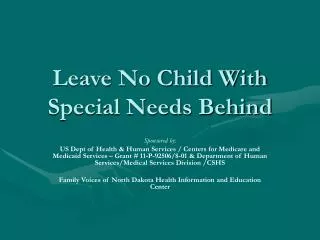 Leave No Child With Special Needs Behind