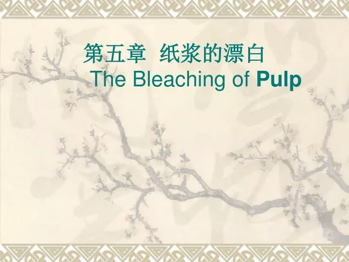the bleaching of pulp