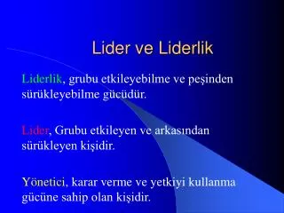lider ve liderlik