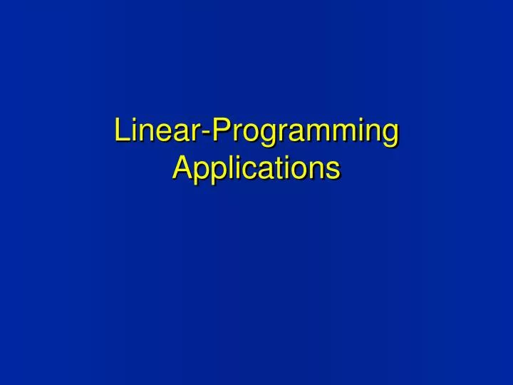 linear programming applications