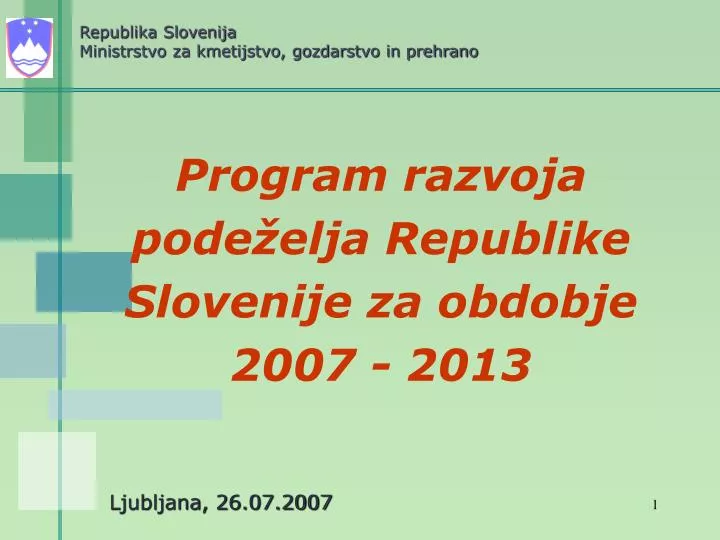 program razvoja pode elja republike slovenije za obdobje 2007 2013