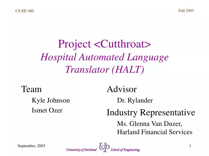 project cutthroat hospital automated language translator halt
