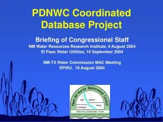 PDNWC Coordinated Database Project