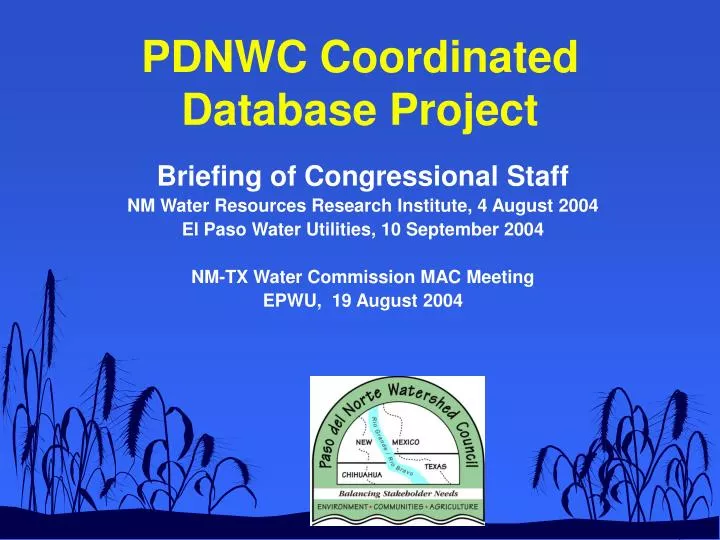 pdnwc coordinated database project