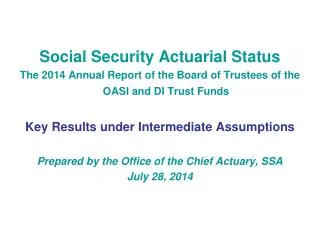 Social Security Actuarial Status