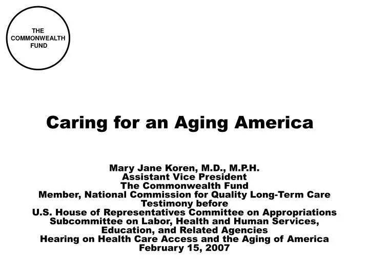 caring for an aging america