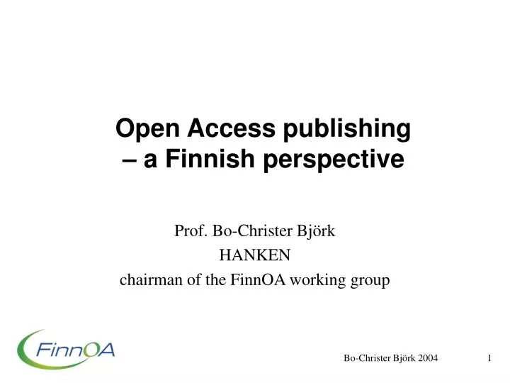 open access publishing a finnish perspective