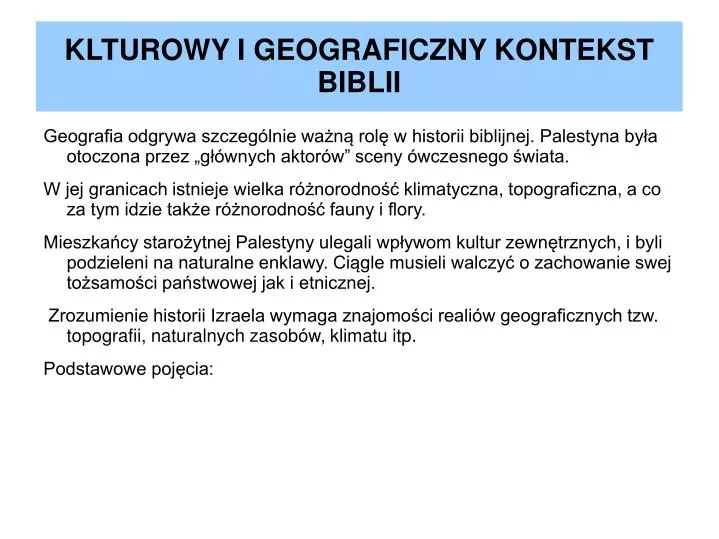 klturowy i geograficzny kontekst biblii