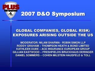 GLOBAL COMPANIES, GLOBAL RISK: EXPOSURES ARISING OUTSIDE THE US