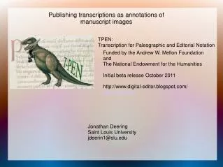 TPEN: Transcription for Paleographic and Editorial Notation