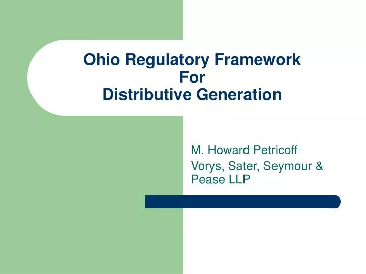 ohio regulatory framework for distributive generation