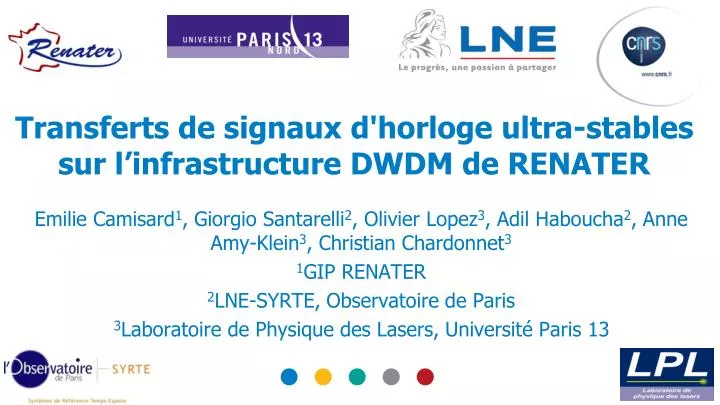 transferts de signaux d horloge ultra stables sur l infrastructure dwdm de renater