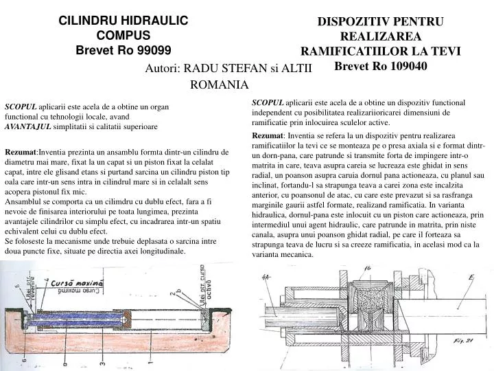 cilindru hidraulic compus brevet ro 99099
