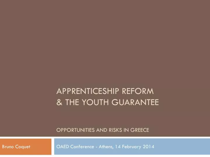 apprenticeship reform the youth guarantee opportunities and risks in greece