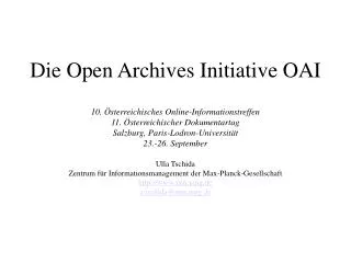 Die Open Archives Initiative OAI