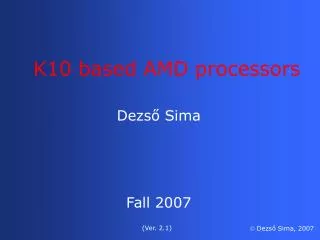 K10 based AMD processors