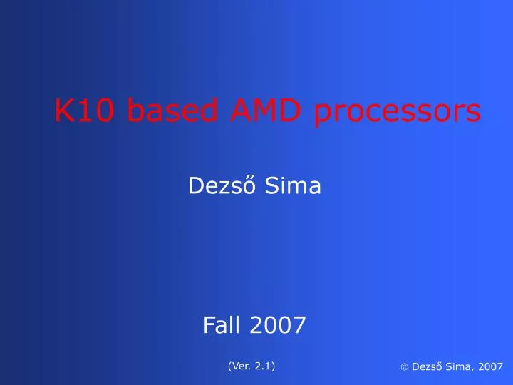 k10 based amd processors