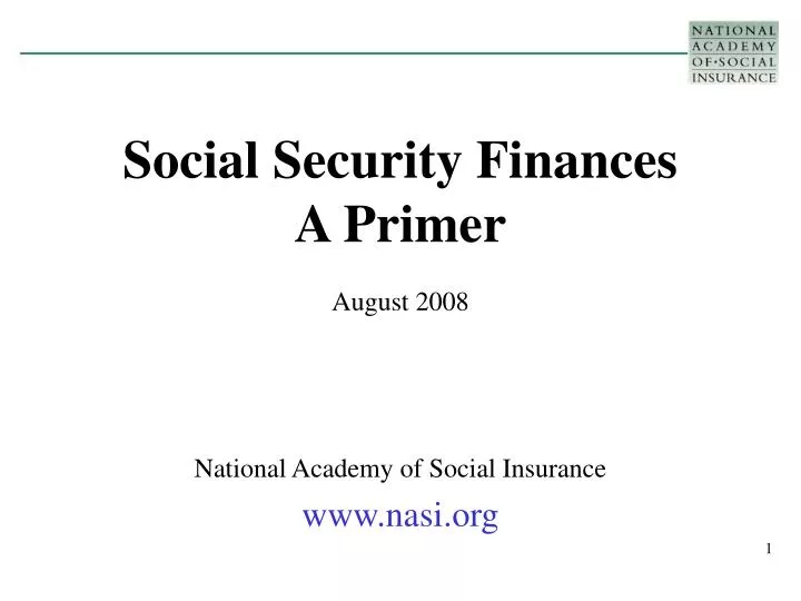 social security finances a primer