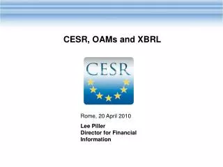 Rome, 20 April 2010 Lee Piller Director for Financial Information