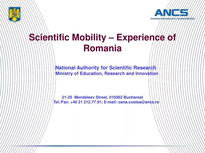 scientific mobility experience of romania