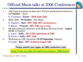 Official Muon talks at 2006 Conferences