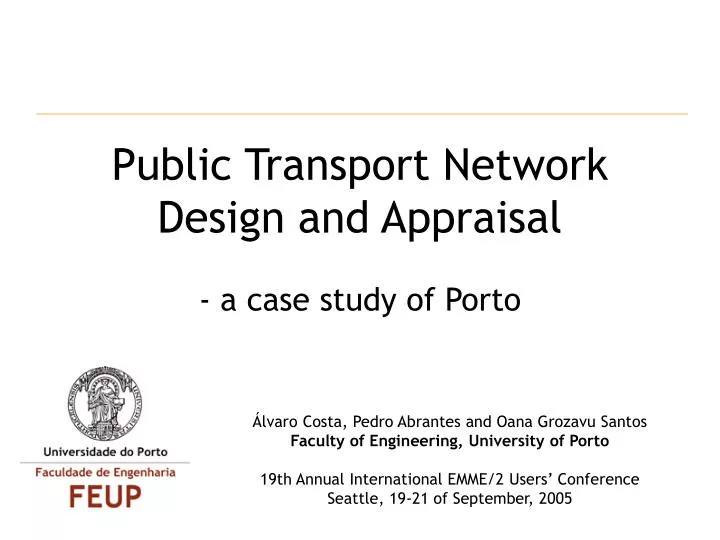 public transport network design and appraisal